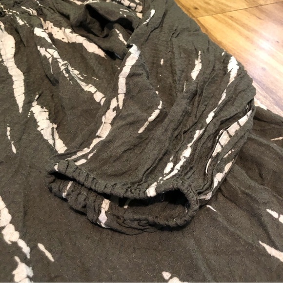Knox Rose Womens Size XL Taupe Grey Elastic Sleeve Peasant Blouse Top Tie Dye - Picture 4 of 8